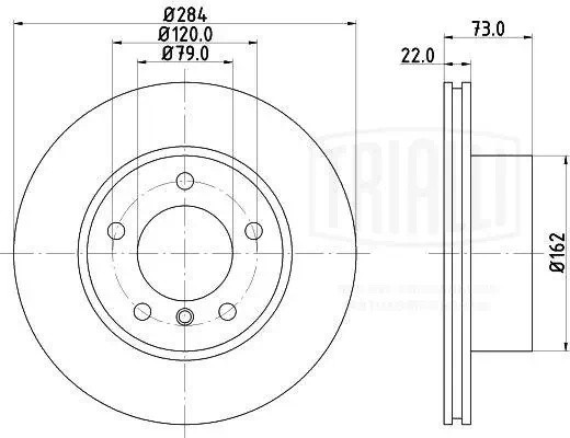 Диск тормозной BMW 1 (E81,E87) передний (1шт.) TRIALLI DF 261006 TRIALLI