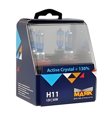 Лампа галогенная H11 12V 55W "Маяк" Active Crystal (+130%) (2 шт.) 72110AC+130 MAYAK