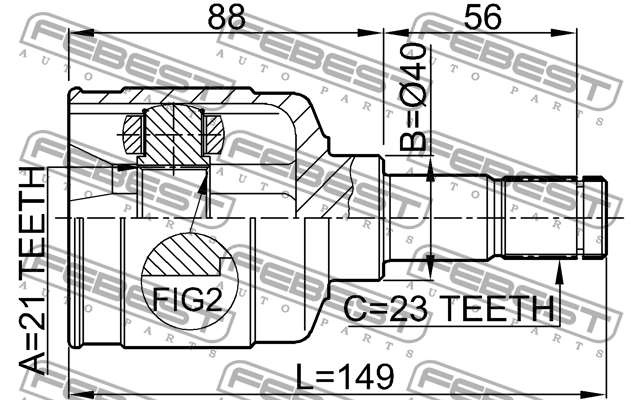 ШРУС внутр левый FORD FOCUS I 2111-FOCLH 2111-FOCLH FEBEST