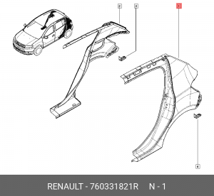 КРЫЛО ЗАДНЕЕ ЛЕВОЕ SUV 760331821R 760331821R RENAULT