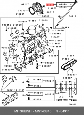 ИЗМЕРИТЕЛЬ (ЩУП) УРОВНЯ МАСЛА MN143846 MN143846 MITSUBISHI