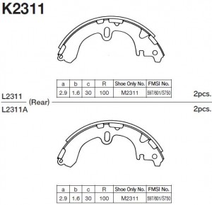 K2311-01 4380.00=501SBS=391 100-SX=362377B=FSB321 !колодки барабанные\Toyota Cor K2311 MK KASHIYAMA