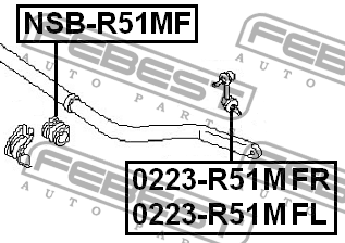 Втулка стабилизатора NISSAN PATHFINDER R51M 2005.01-2014.11 NSB-R51MF NSB-R51MF FEBEST