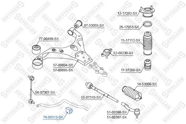 втулка стабилизатора переднего!\ Hyundai i30 1.6 07> 79-00313-SX STELLOX