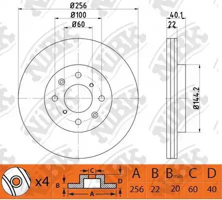 Диск тормозной SUZUKI Swift (10-) передний (1шт.) NIBK RN1526 NIBK