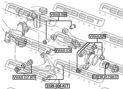 Сайлентблок задн цапфы AUDI A8 (D3/4E) 2002-2010 VWAB-039 VWAB-039 FEBEST