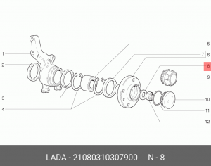 Шайба ВАЗ-2108 наружная подшипника ступицы передней АвтоВАЗ 21080-3103079-00 LADA VAZ