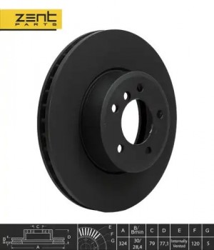 Диск тормозной передний BMW E60/E61 520-530/525&530D 03> Z06134 ZENTPARTS