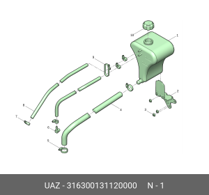 Бачок расширительный УАЗ-3163 ЕВРО-3,4 Н/О установочный комплект (ОАО УАЗ) 316300131120000 UAZ UAZ