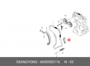 Успокоитель цепи ГРМ SSANGYONG ,Kyron (06-),Rexton (03-) (D27) прижимной OE 6650500116 SSANG YONG