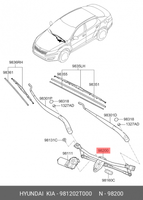 Трапеция стеклоочистителя KIA Optima (14-15) OE 981202T000 HYUNDAI KIA