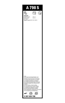 Щетка стеклоочистителя VW Beetle (12-) комплект BOSCH 3 397 009 798 BOSCH