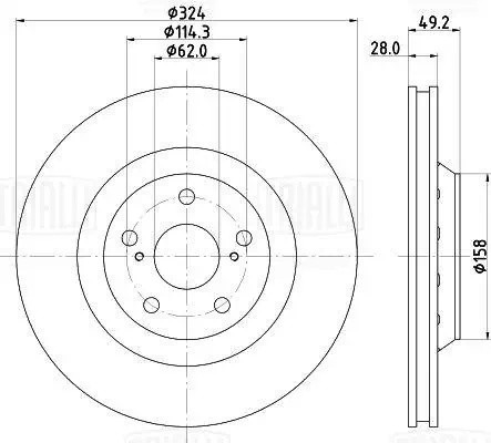 Диск торм. для а/м Toyota Venza (08-) перед. d324 DF084116 DF084116 TRIALLI