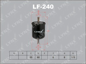 Фильтр топливный подходит для NISSAN Primera 1.8-2.0 90-94/President 4.5 90-03/M LF-240 LYNXAUTO