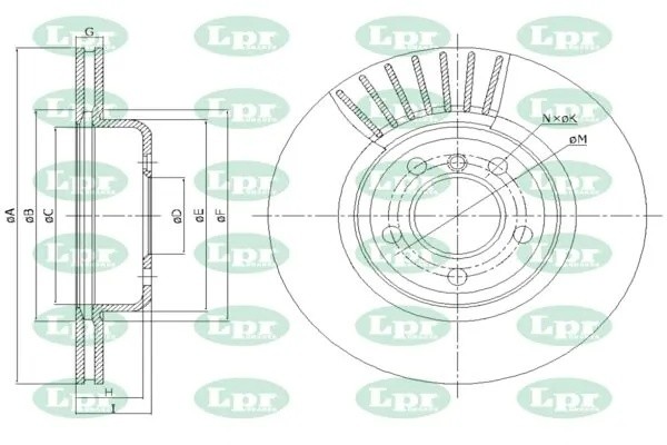 Диск тормозной передний BMW 5 F10 B2073V B2073V LPR