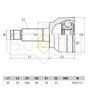 ШРУС наружный MAZDA 3(BK) 2.0-2.3T 03-09 ST-1059 ST-1059 SUFIX