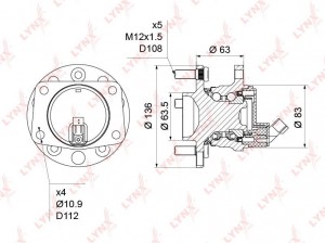 к-кт подшипника ступицы задней! в сборе\ Ford Mondeo III, Jaguar X-Type I 1.8-3. WH-1226 LYNXAUTO