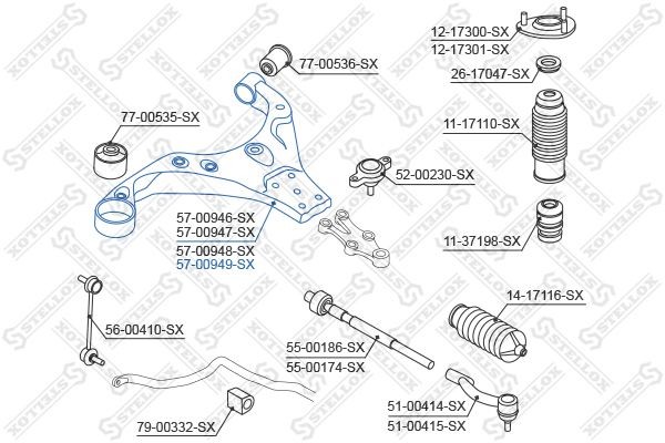 рычаг передний нижний правый!\ KIA Ceed 1.4-2.0 06> 57-00949A-SX STELLOX