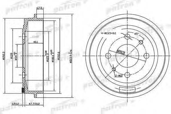 Барабан тормозной FIAT Panda (03-09) задний (1шт.) PATRON PDR1045 PATRON