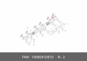 Коллектор FAW 3310 выпускной передняя/задняя часть OE 1008041D81D FAW