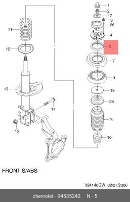 Подшипник опоры CHEVROLET Epica (07-08) амортизатора переднего OE 94535242 GENERAL MOTORS