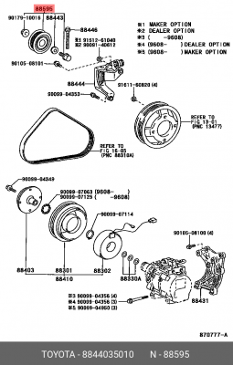 ролик нат ремня кондиционера!\Toyota Land Cruiser J100 4.2D 90-07 88440-35010 TOYOTA
