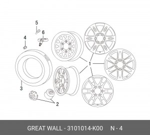 гайка колеса!\ GW Hover/ coolbear 3101014K00 GREAT WALL