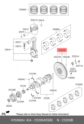 Маховик HYUNDAI HD65,78,County дв.D4DD (M035S5) OE 2320045500 HYUNDAI KIA