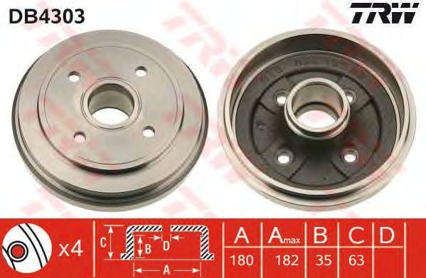 Барабан тормозной OPEL AGILA (H00), SUZUKI WAGON R+ (MM) DB4303 DB4303 TRW