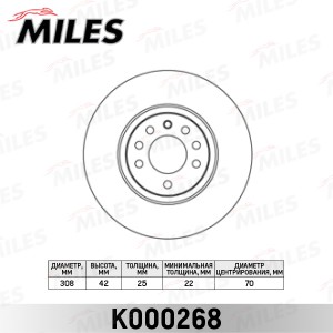 Диск тормозной передний OPEL ASTRA H/MERIVA B/ZAFIRA 00-/SAAB 9-3 02- (TRW DF424 K000268 MILES