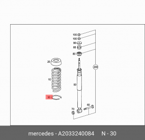 Проставка пружины MERCEDES C (W202,W203),E (W210,W211) задней нижняя OE A 203 324 00 84 MERCEDES BENZ