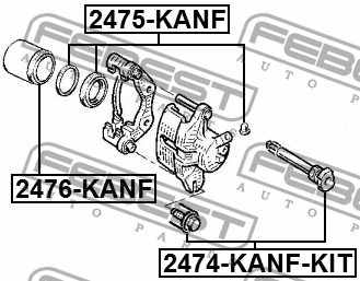Ремкомплект суппорта тормозного переднего RENAULT KANGOO 97-07 2475-KANF 2475-KANF FEBEST