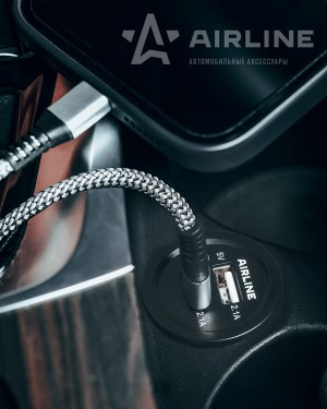 Розетка автомобильная встраиваемая влагозащищенная 12-24V 2 USB (5V 2.1А+2.1А) A ACS-2U-02 AIRLINE