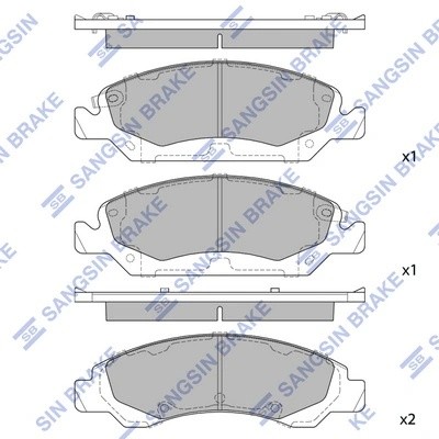 Колодки тормозные CADILLAC Escalade передние (4шт.) SANGSIN SP1561 SANGSIN