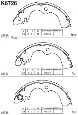 K6726 колодки барабанные!\ Mitsubishi Lancer/Mirage/Minica/Minicab 1.3-2.0 88-91 K6726 MK KASHIYAMA