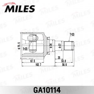 ШРУС внутренний TOYOTA PLATZ/VITZ/FUNCARGO/IST 2NZ/2SZ (GSP 659017) GA10114 GA10114 MILES
