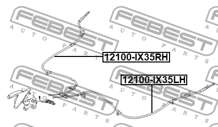 Трос ручника правый 12100-IX35RH 12100-IX35RH FEBEST