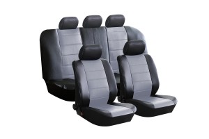 Авточехлы универсальные экокожа черно-серые Fashion KRAFT KT835622 KRAFT