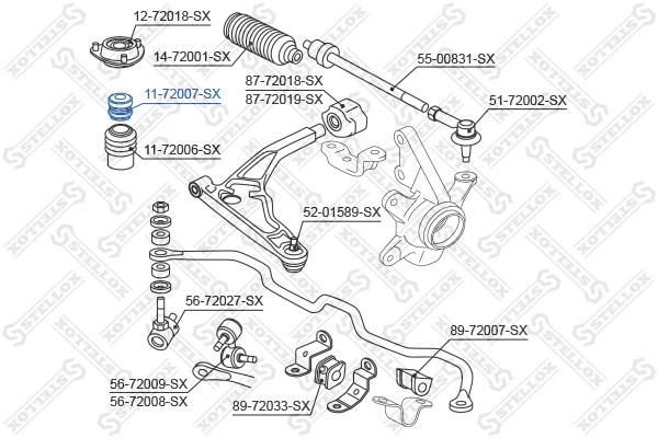 отбойник амортизатора переднего!\ Mitsubishi Galant 88-92/Space Wagon 91-00 11-72007-SX STELLOX