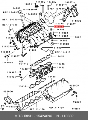 ПРОКЛАДКА ВПУСКНОГО КОЛЛЕКТОРА 1542A096 1542A096 MITSUBISHI