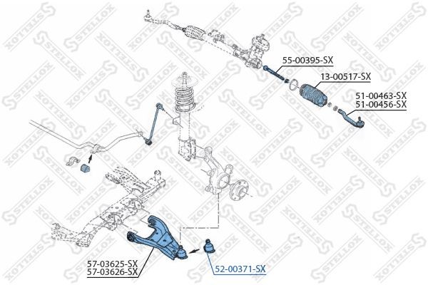 опора шаровая!\ Dacia Duster 10> 52-00371-SX STELLOX