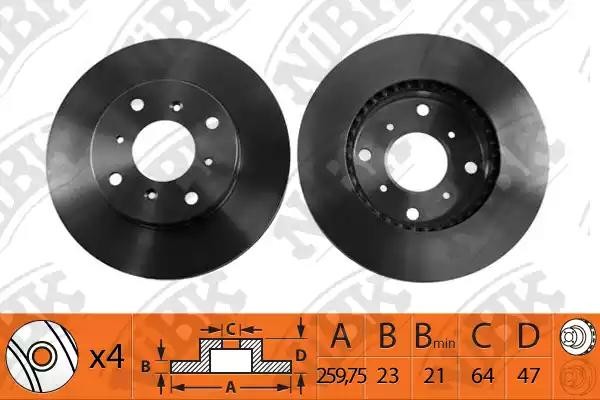 Диск тормозной HONDA Prelude (00-) передний (1шт.) NIBK RN1093 NIBK