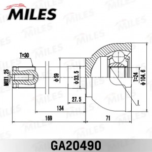 ШРУС наружный TOYOTA LAND CRUISER 80 4.2-4.5 90-97 (GKN 303318) GA20490 GA20490 MILES