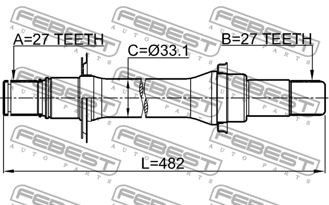 Полуось правая SSANG YONG NEW ACTYON (KORANDO C) 2010-2013 1412-ACT2WDRH 1412-ACT2WDRH FEBEST
