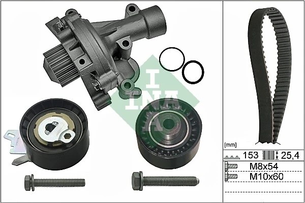 Комплект ГРМ PEUGEOT 206,307,407 (04-10) CITROEN C4,C5 (01-) с насосом водяным I 530 0471 30 INA