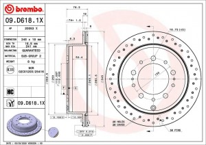 Диск тормозной 09.D618.1X 09D6181X BREMBO