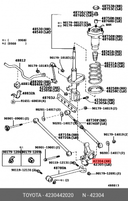 цапфа ступицы задней правой!\ Toyota RAV4 06>, Lexus NX 14> 42304-42020 TOYOTA