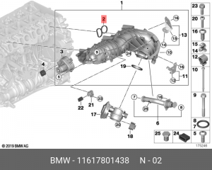Прокладка коллектора BMW 1 (E87),3 (E46,E90),5 (E60),X1,X3 впускного OE 11 61 7 801 438 BMW