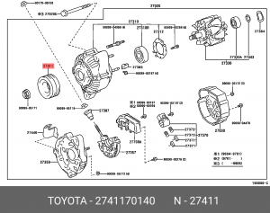 Шкив генератора 27411-70140 27411-70140 TOYOTA