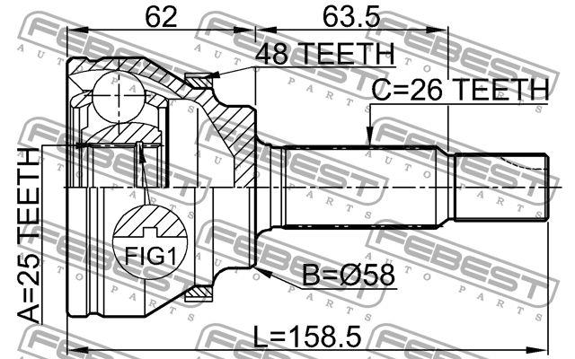 ШРУС 0110-AZT250A48 0110-AZT250A48 FEBEST